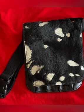 Leather retro western vibe Make-up or hairstylist pouch with adjustable strap
